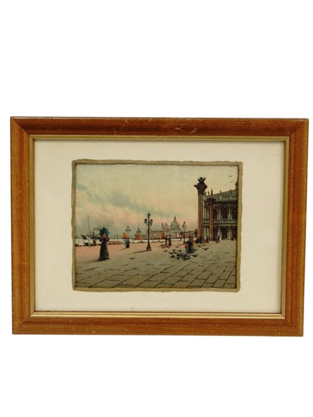Vintage Print Venice Scene Italy Wood Framed Art Wall Decor 5.75x 7.75"